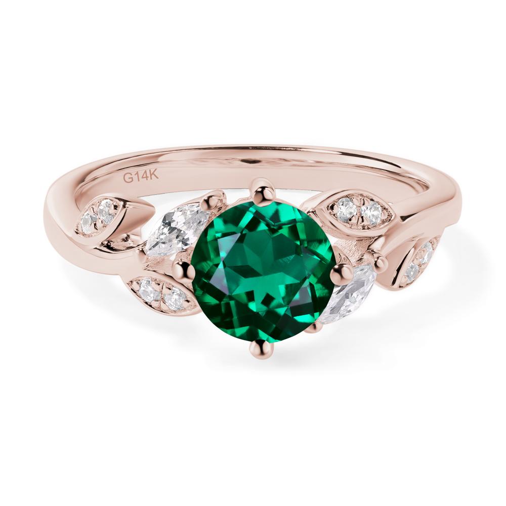 Vine Leaf Emerald Engagement Ring - LUO Jewelry #metal_14k rose gold