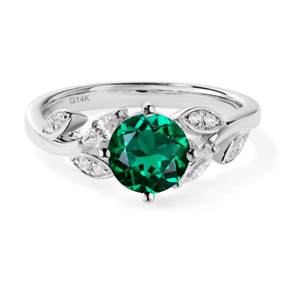 Vine Leaf Emerald Engagement Ring - LUO Jewelry #metal_14k white gold
