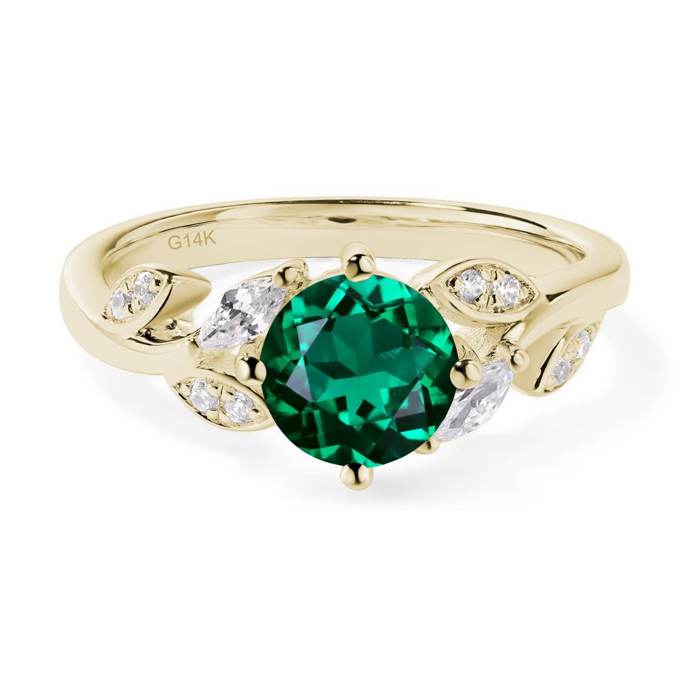 Vine Leaf Emerald Engagement Ring - LUO Jewelry #metal_14k yellow gold