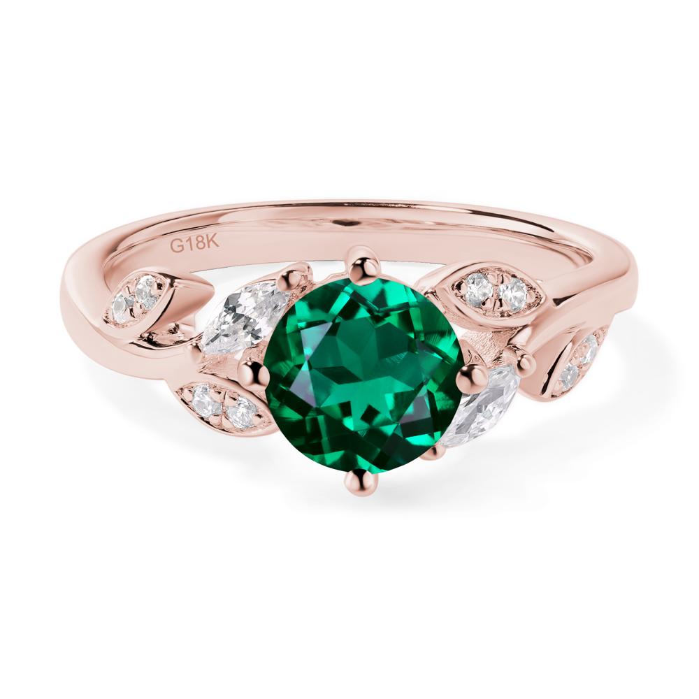 Vine Leaf Emerald Engagement Ring - LUO Jewelry #metal_18k rose gold