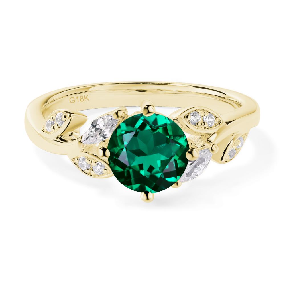 Vine Leaf Emerald Engagement Ring - LUO Jewelry #metal_18k yellow gold