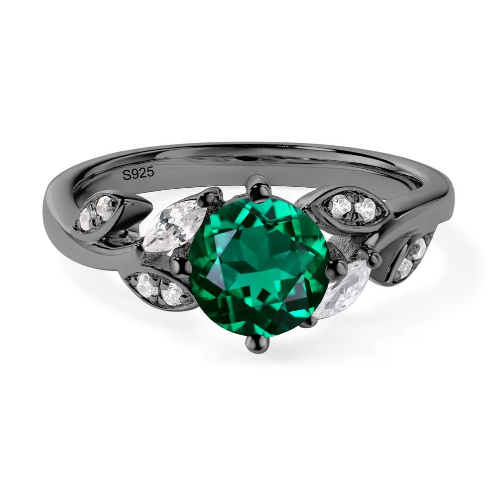 Vine Leaf Emerald Engagement Ring - LUO Jewelry #metal_black finish sterling silver