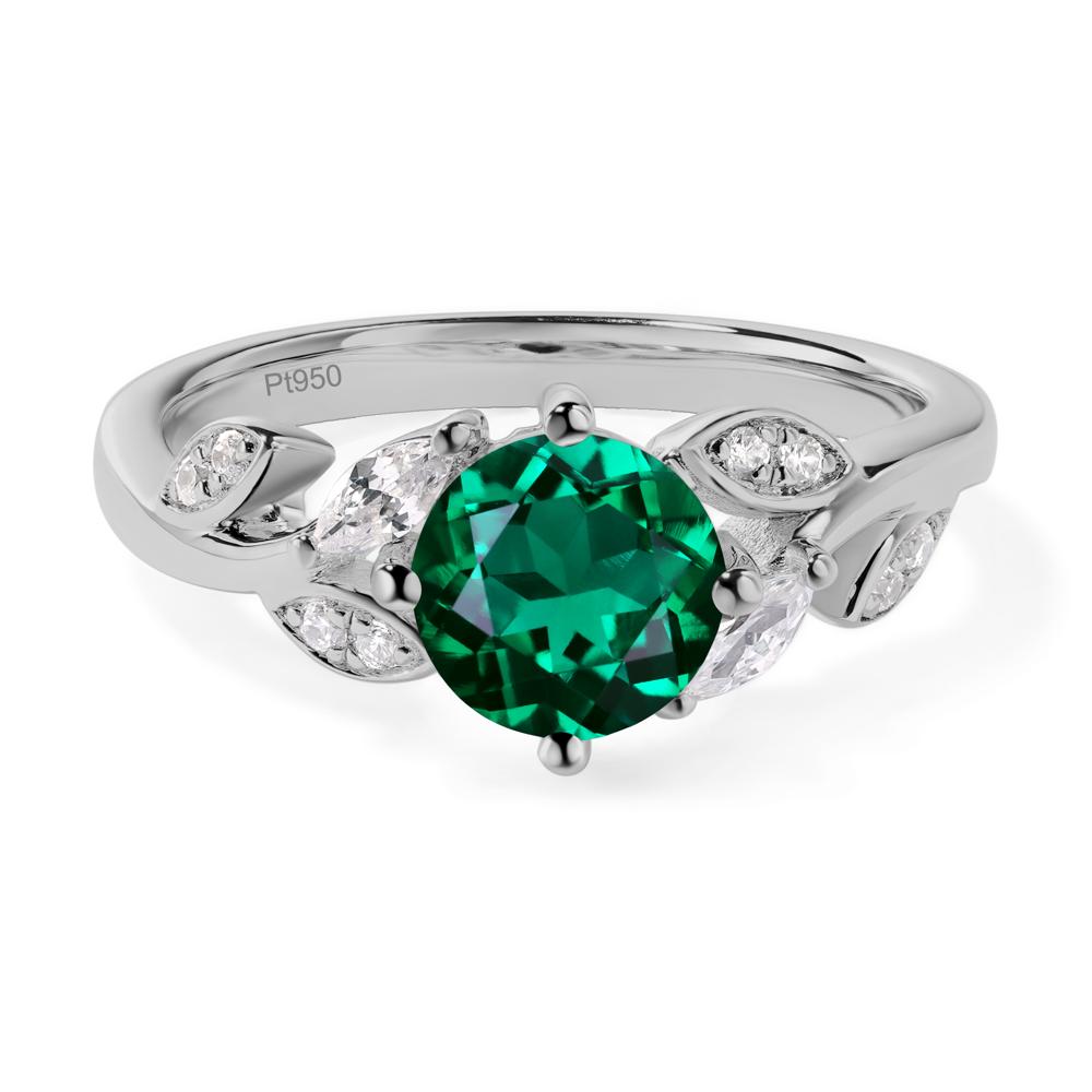 Vine Leaf Emerald Engagement Ring - LUO Jewelry #metal_platinum