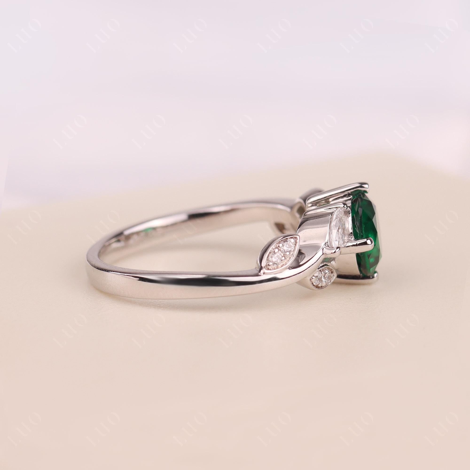 Vine Leaf Emerald Engagement Ring - LUO Jewelry