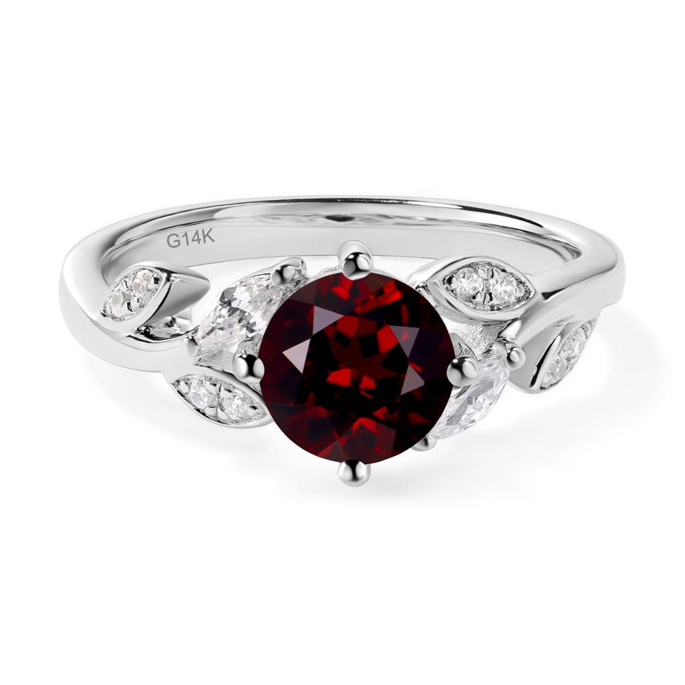 Vine Leaf Garnet Engagement Ring - LUO Jewelry #metal_14k white gold
