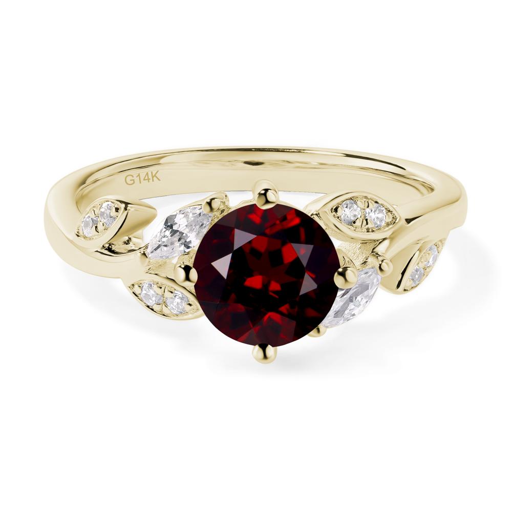 Vine Leaf Garnet Engagement Ring - LUO Jewelry #metal_14k yellow gold