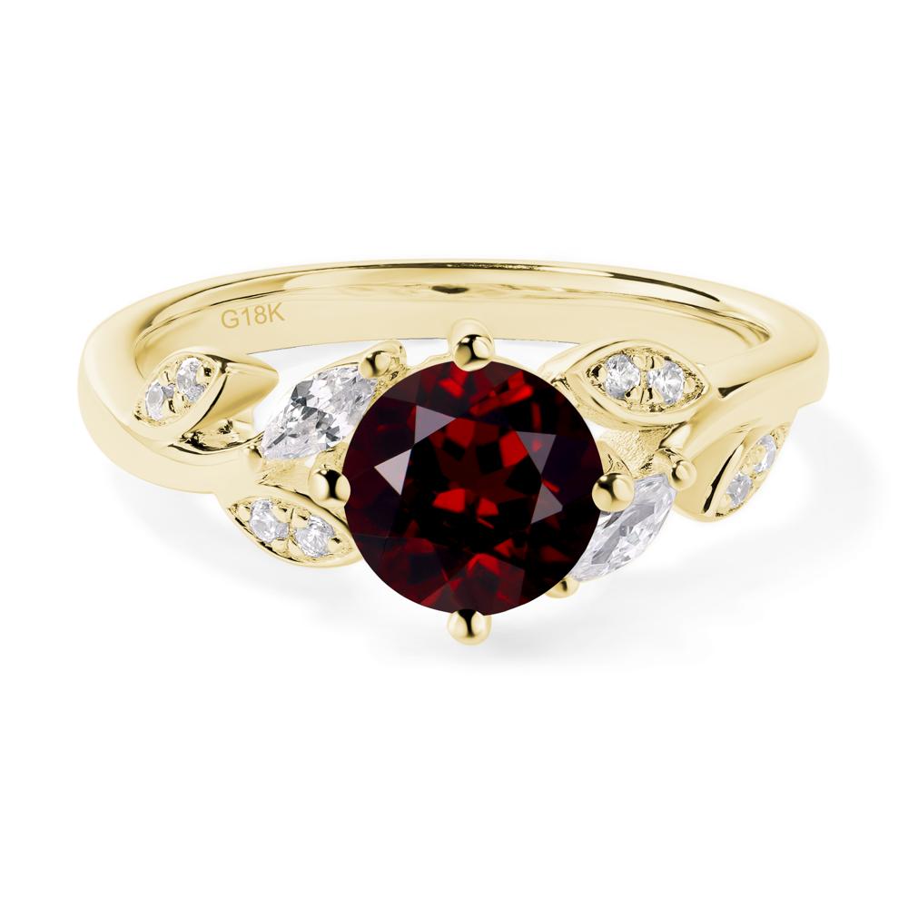 Vine Leaf Garnet Engagement Ring - LUO Jewelry #metal_18k yellow gold