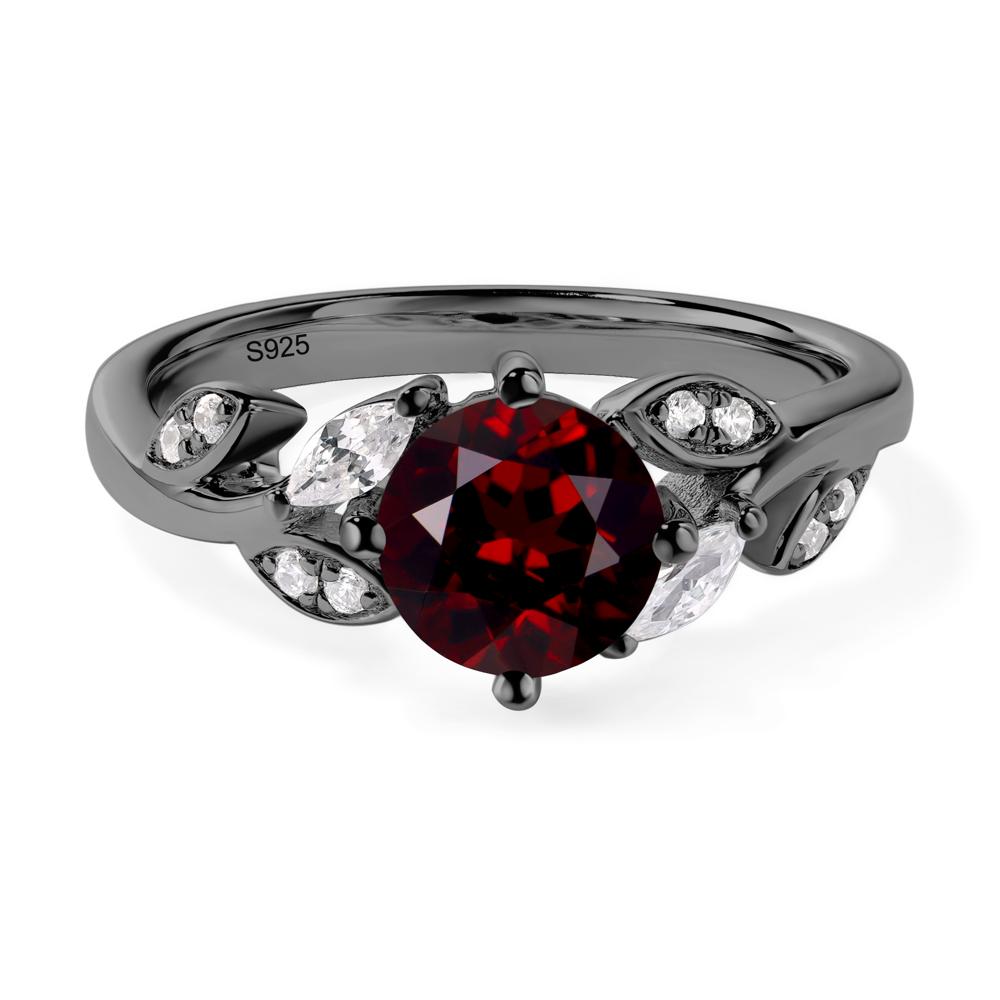 Vine Leaf Garnet Engagement Ring - LUO Jewelry #metal_black finish sterling silver