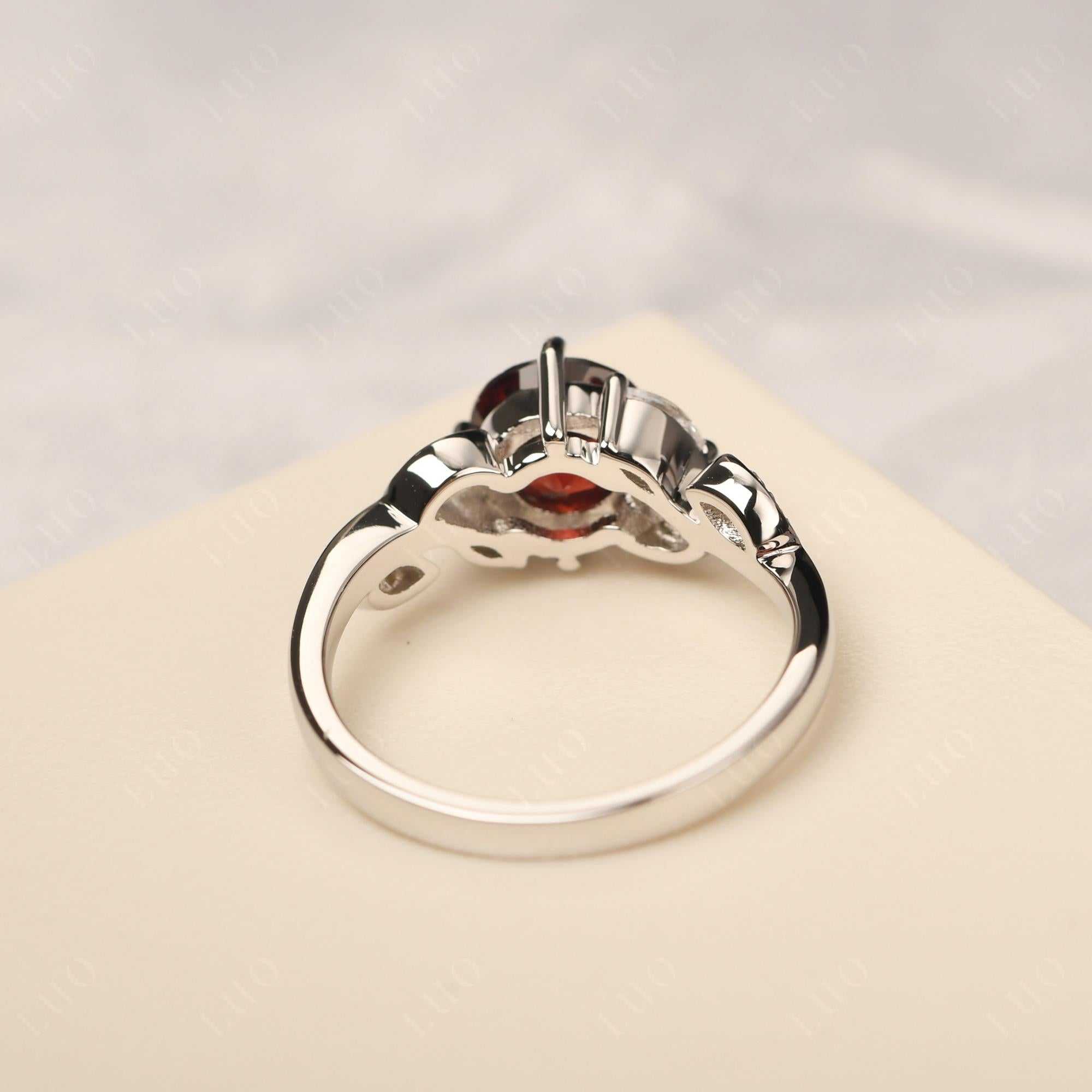 Vine Leaf Garnet Engagement Ring - LUO Jewelry