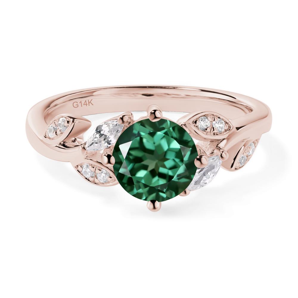 Vine Leaf Lab Green Sapphire Engagement Ring - LUO Jewelry #metal_14k rose gold
