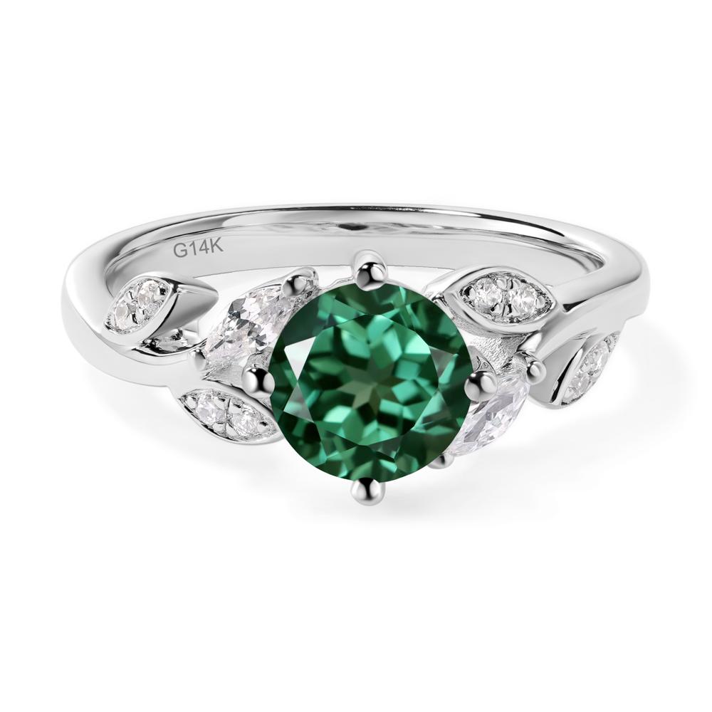 Vine Leaf Lab Green Sapphire Engagement Ring - LUO Jewelry #metal_14k white gold