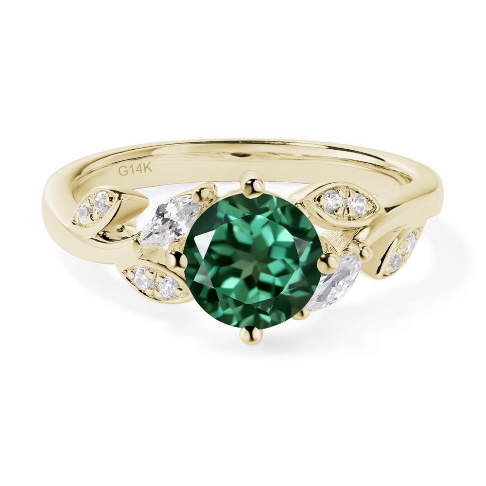 Vine Leaf Lab Green Sapphire Engagement Ring - LUO Jewelry #metal_14k yellow gold