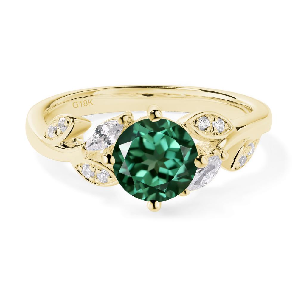 Vine Leaf Lab Green Sapphire Engagement Ring - LUO Jewelry #metal_18k yellow gold