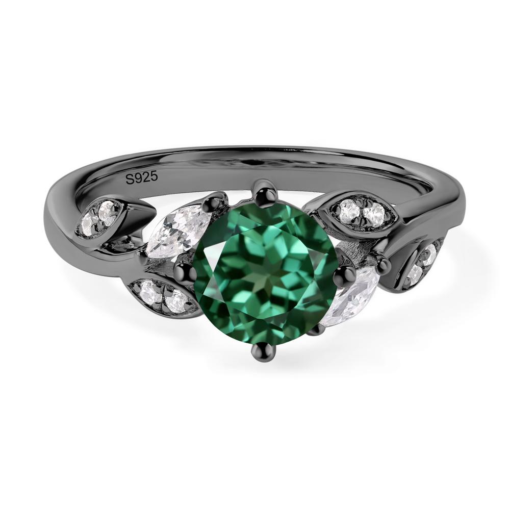 Vine Leaf Lab Green Sapphire Engagement Ring - LUO Jewelry #metal_black finish sterling silver