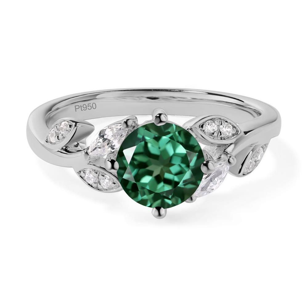 Vine Leaf Lab Green Sapphire Engagement Ring - LUO Jewelry #metal_platinum