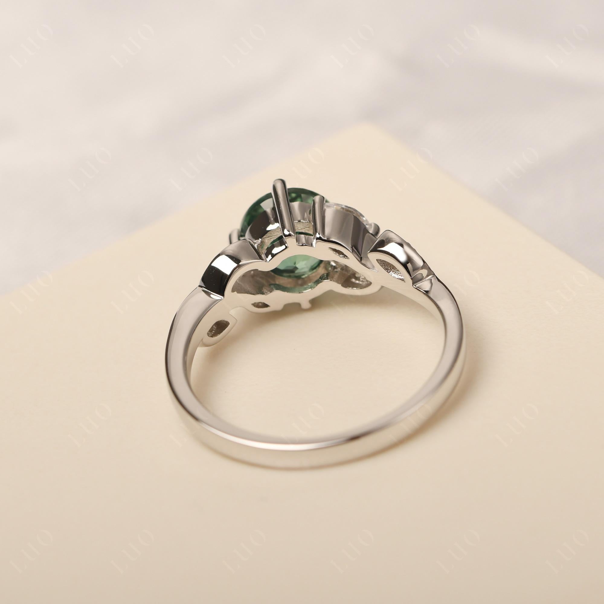 Vine Leaf Lab Green Sapphire Engagement Ring - LUO Jewelry