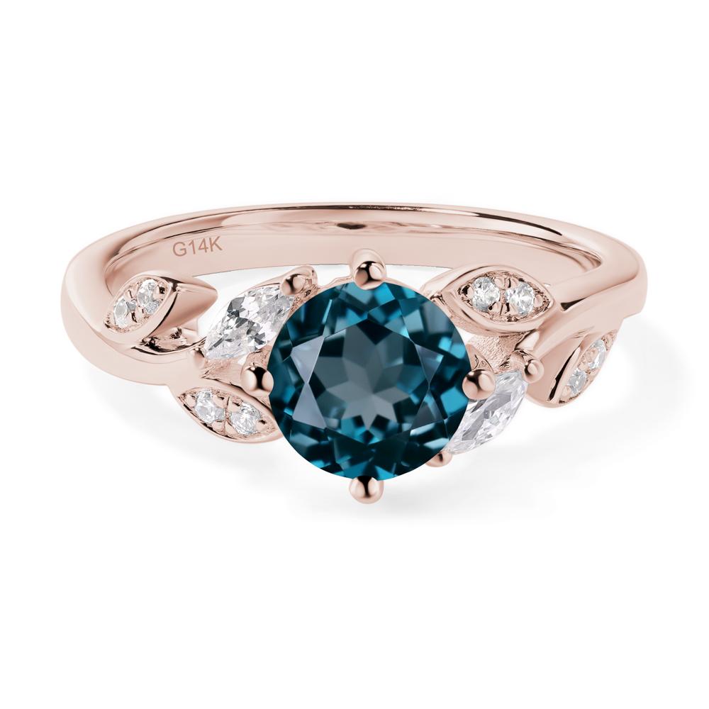 Vine Leaf London Blue Topaz Engagement Ring - LUO Jewelry #metal_14k rose gold