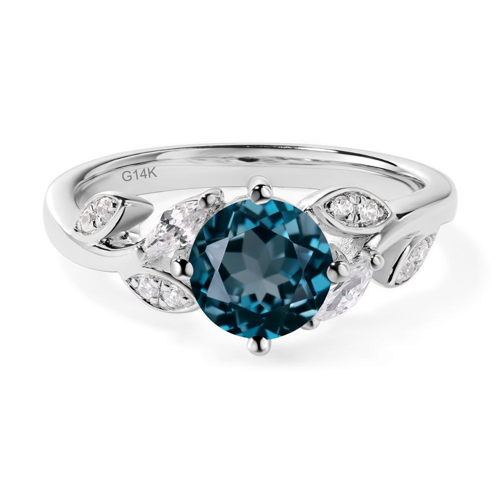 Vine Leaf London Blue Topaz Engagement Ring - LUO Jewelry #metal_14k white gold