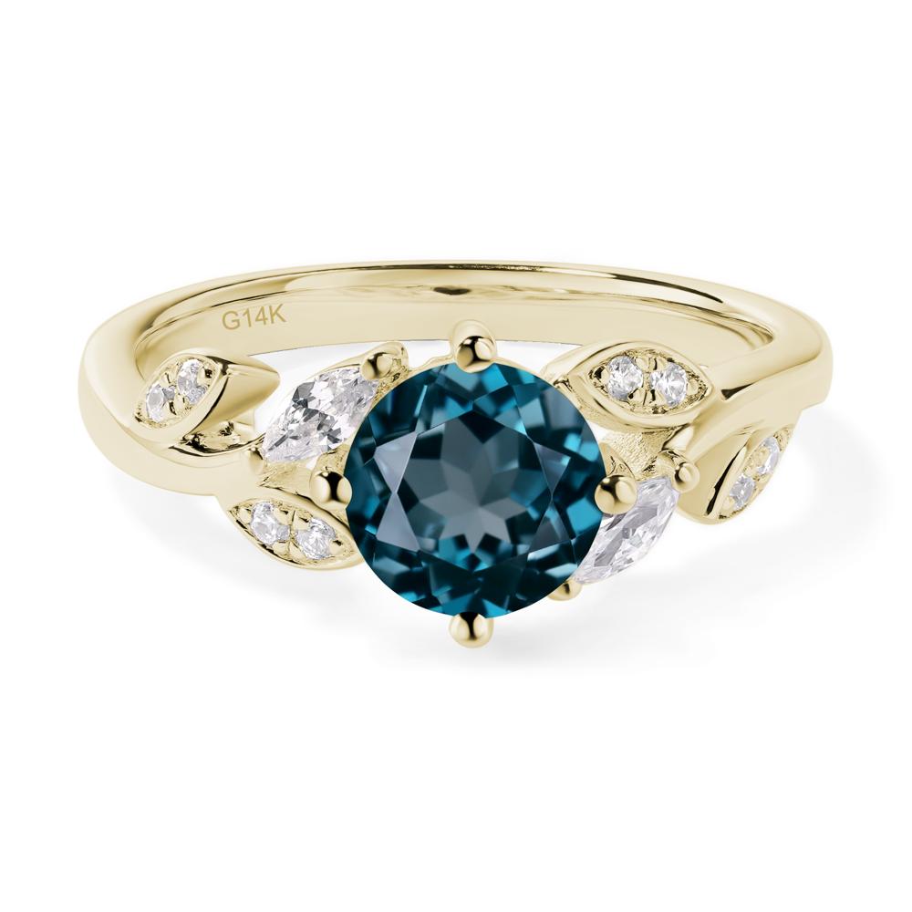 Vine Leaf London Blue Topaz Engagement Ring - LUO Jewelry #metal_14k yellow gold