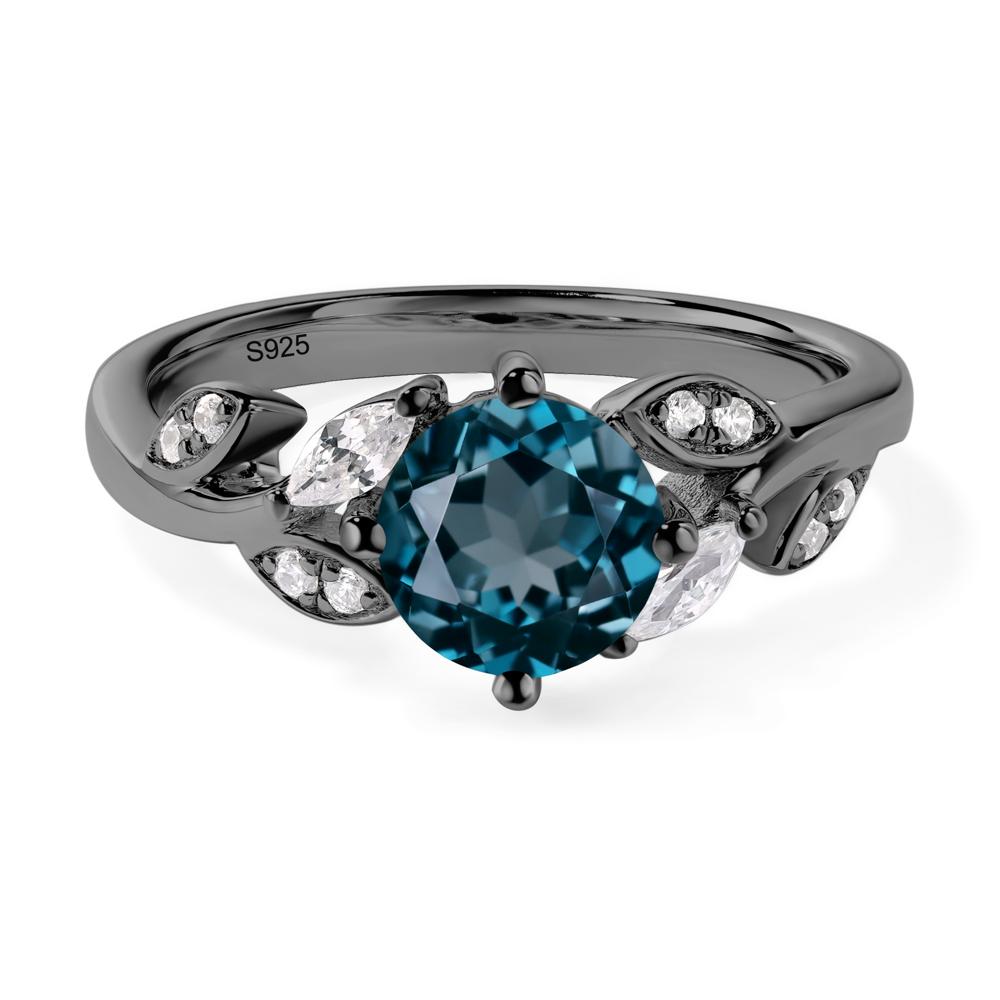 Vine Leaf London Blue Topaz Engagement Ring - LUO Jewelry #metal_black finish sterling silver