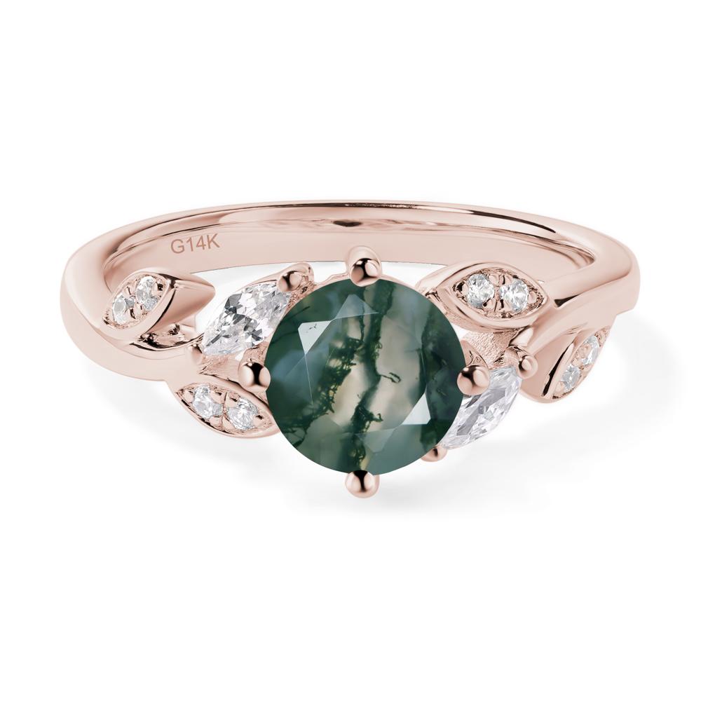 Vine Leaf Moss Agate Engagement Ring - LUO Jewelry #metal_14k rose gold