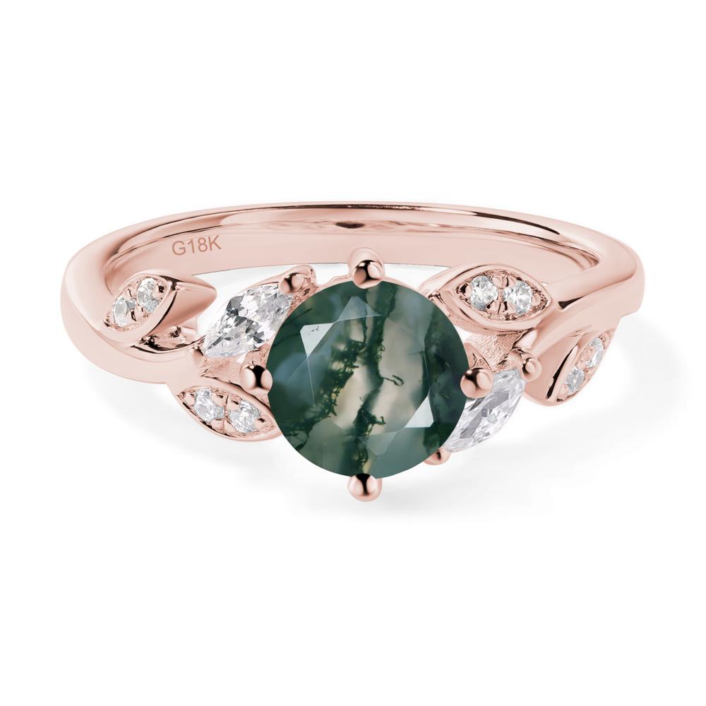 Vine Leaf Moss Agate Engagement Ring - LUO Jewelry #metal_18k rose gold