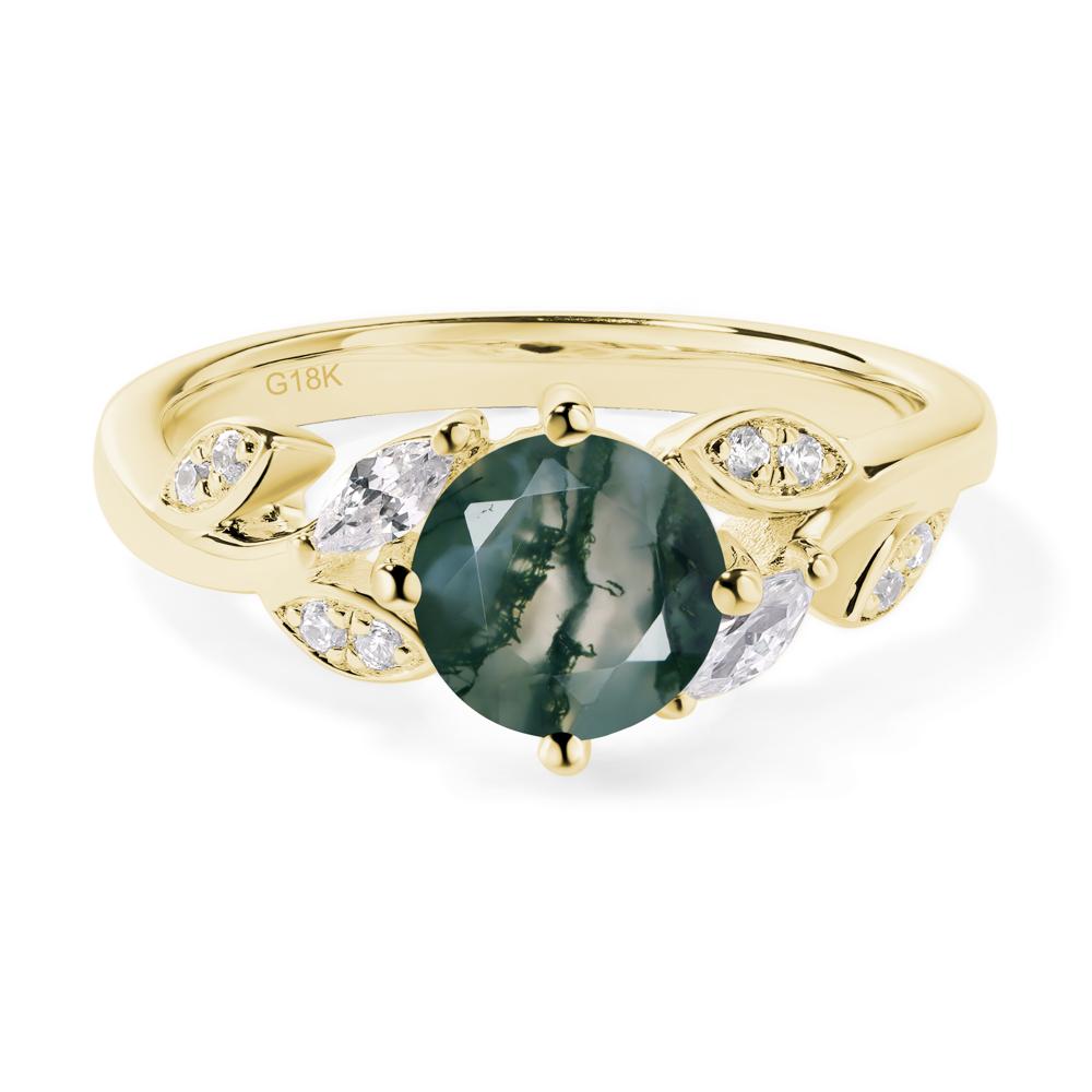 Vine Leaf Moss Agate Engagement Ring - LUO Jewelry #metal_18k yellow gold
