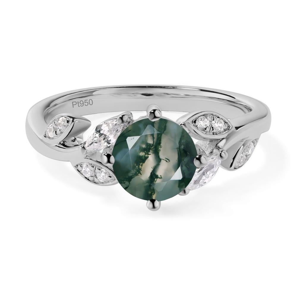 Vine Leaf Moss Agate Engagement Ring - LUO Jewelry #metal_platinum