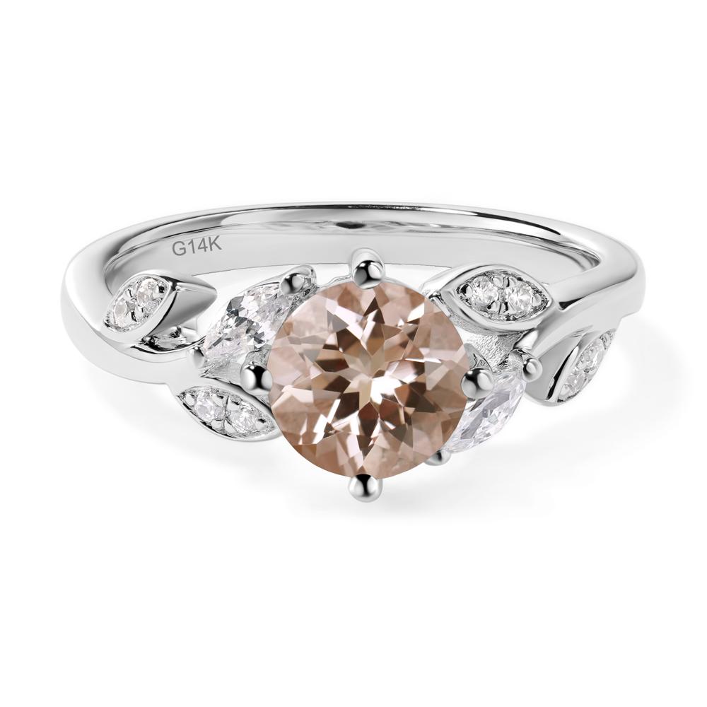 Vine Leaf Morganite Engagement Ring - LUO Jewelry #metal_14k white gold