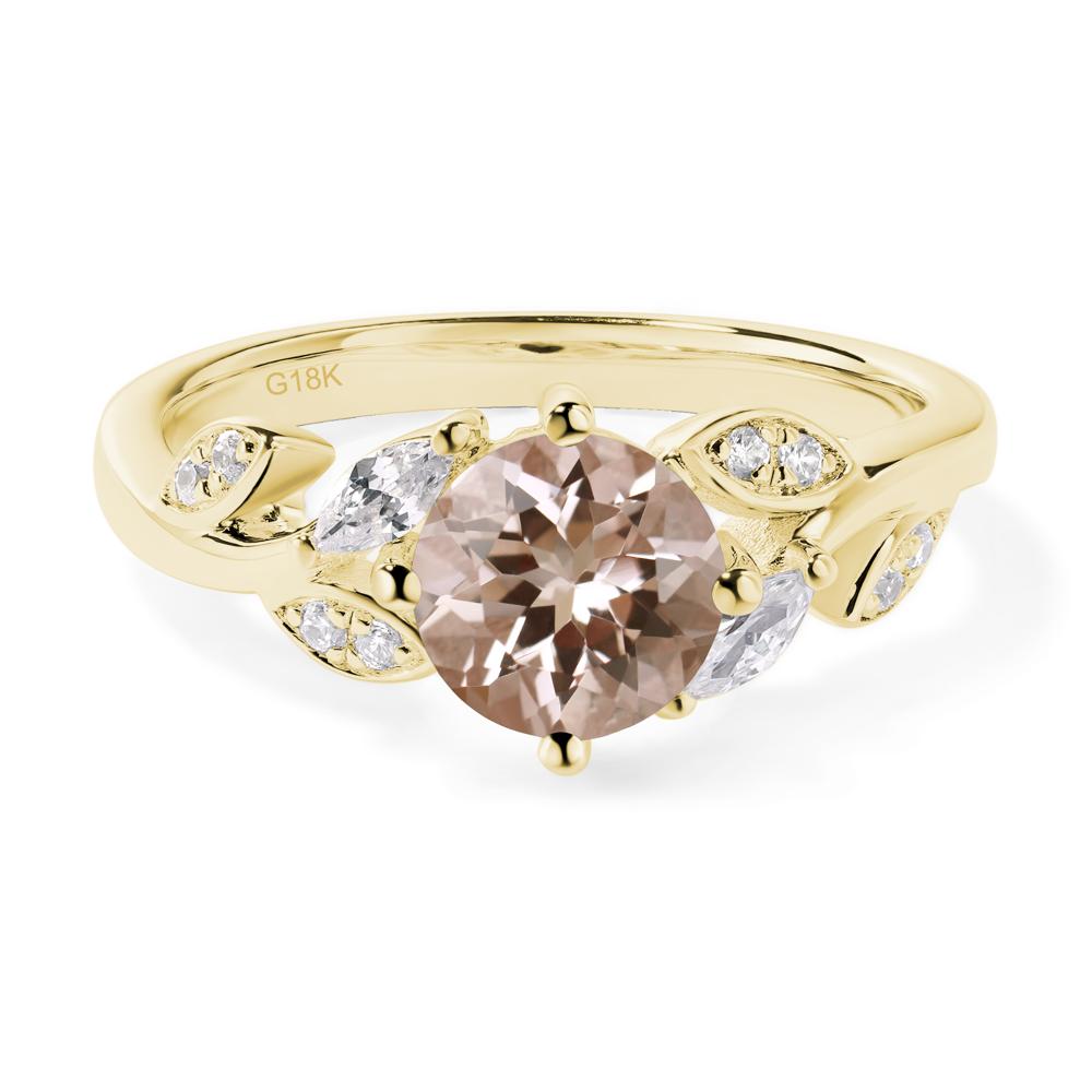Vine Leaf Morganite Engagement Ring - LUO Jewelry #metal_18k yellow gold