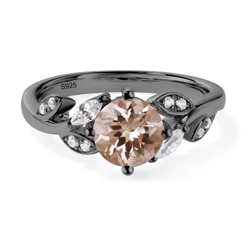 Vine Leaf Morganite Engagement Ring - LUO Jewelry #metal_black finish sterling silver