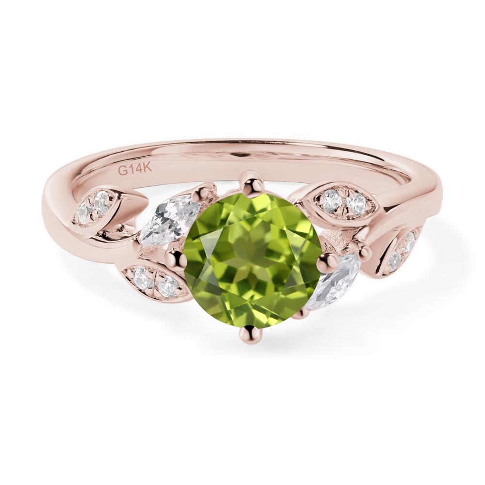 Vine Leaf Peridot Engagement Ring - LUO Jewelry #metal_14k rose gold
