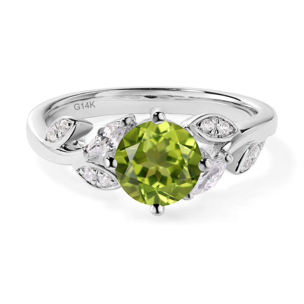 Vine Leaf Peridot Engagement Ring - LUO Jewelry #metal_14k white gold