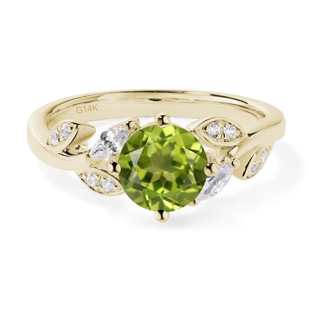 Vine Leaf Peridot Engagement Ring - LUO Jewelry #metal_14k yellow gold