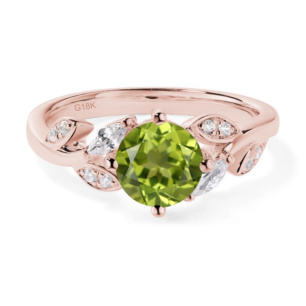 Vine Leaf Peridot Engagement Ring - LUO Jewelry #metal_18k rose gold