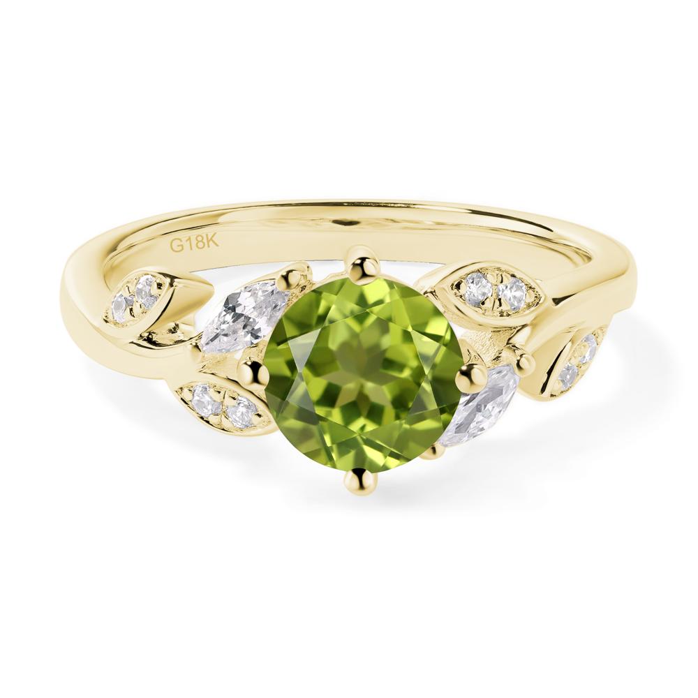 Vine Leaf Peridot Engagement Ring - LUO Jewelry #metal_18k yellow gold