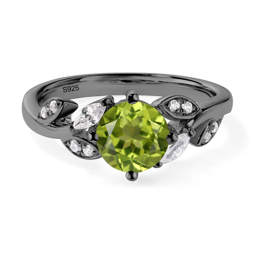 Vine Leaf Peridot Engagement Ring - LUO Jewelry #metal_black finish sterling silver