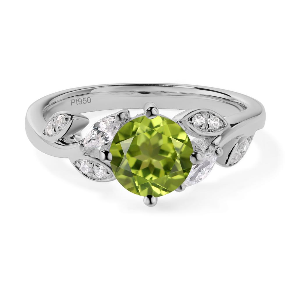Vine Leaf Peridot Engagement Ring - LUO Jewelry #metal_platinum