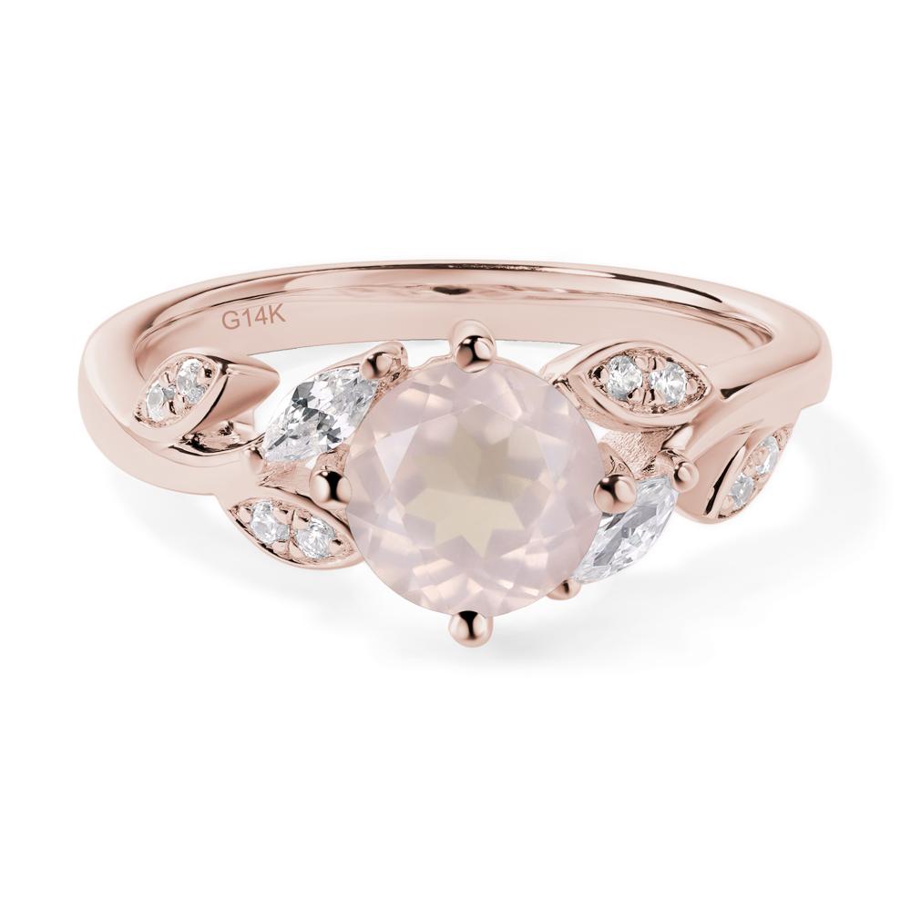Vine Leaf Rose Quartz Engagement Ring - LUO Jewelry #metal_14k rose gold