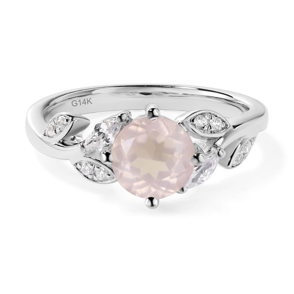 Vine Leaf Rose Quartz Engagement Ring - LUO Jewelry #metal_14k white gold
