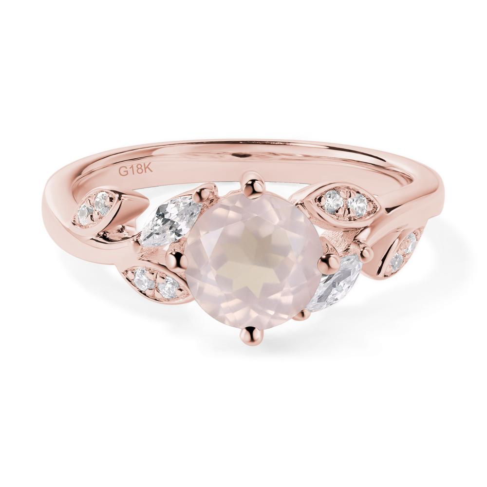 Vine Leaf Rose Quartz Engagement Ring - LUO Jewelry #metal_18k rose gold