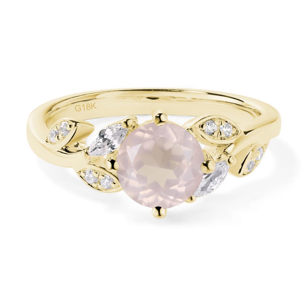 Vine Leaf Rose Quartz Engagement Ring - LUO Jewelry #metal_18k yellow gold