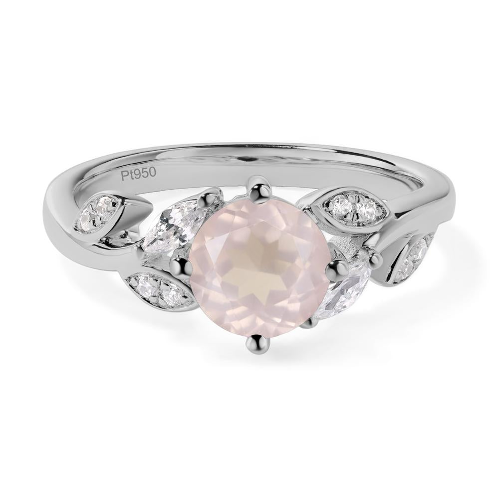 Vine Leaf Rose Quartz Engagement Ring - LUO Jewelry #metal_platinum