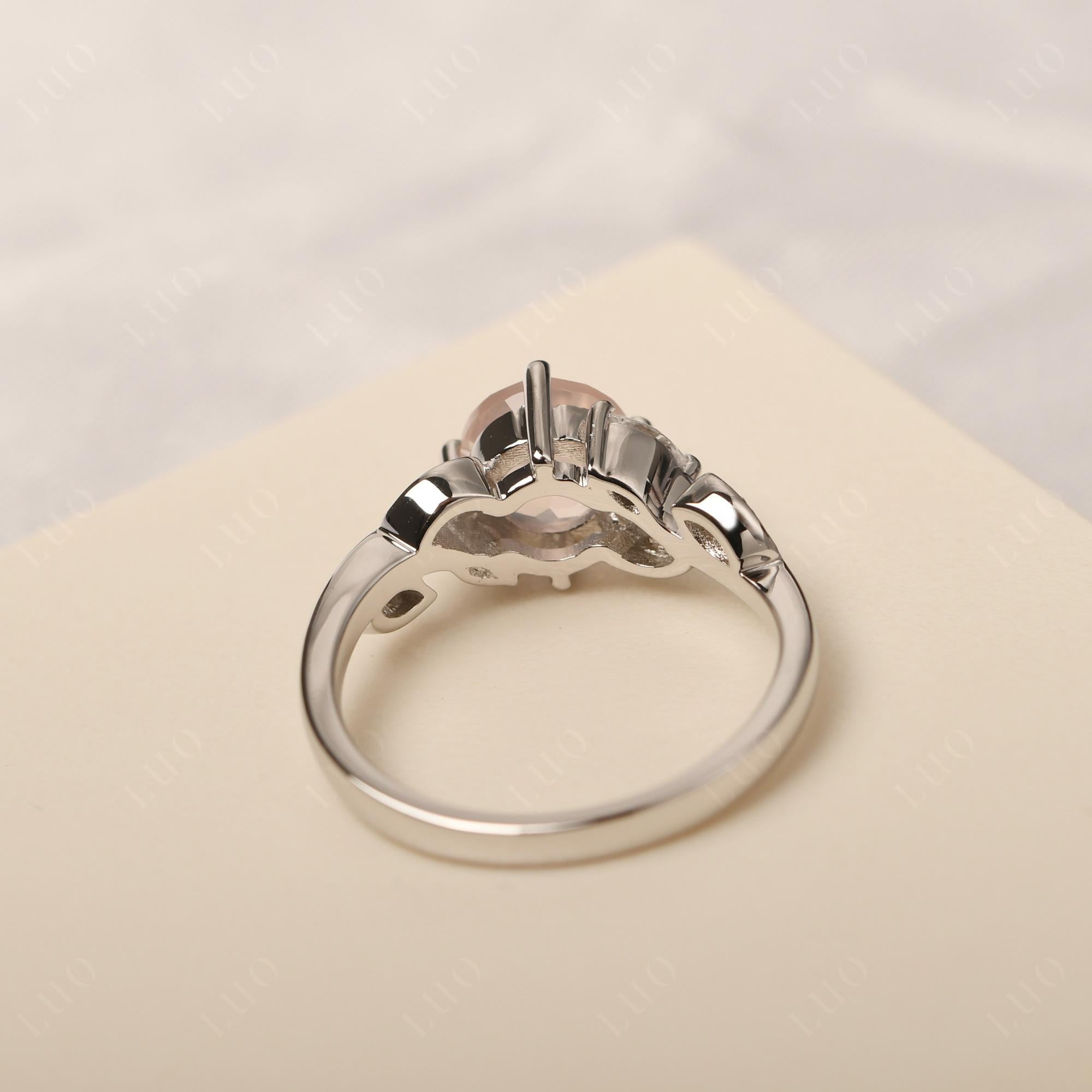 Vine Leaf Rose Quartz Engagement Ring - LUO Jewelry