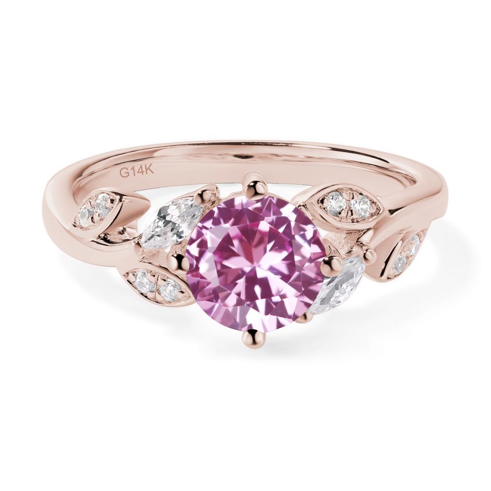 Vine Leaf Pink Sapphire Engagement Ring - LUO Jewelry #metal_14k rose gold