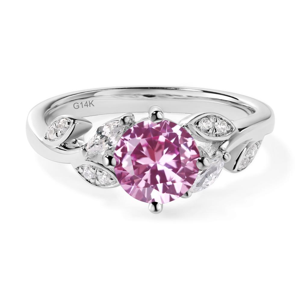 Vine Leaf Pink Sapphire Engagement Ring - LUO Jewelry #metal_14k white gold