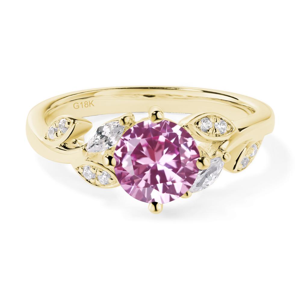 Vine Leaf Pink Sapphire Engagement Ring - LUO Jewelry #metal_18k yellow gold