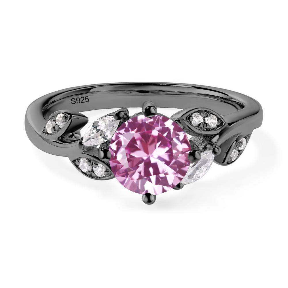 Vine Leaf Pink Sapphire Engagement Ring - LUO Jewelry #metal_black finish sterling silver