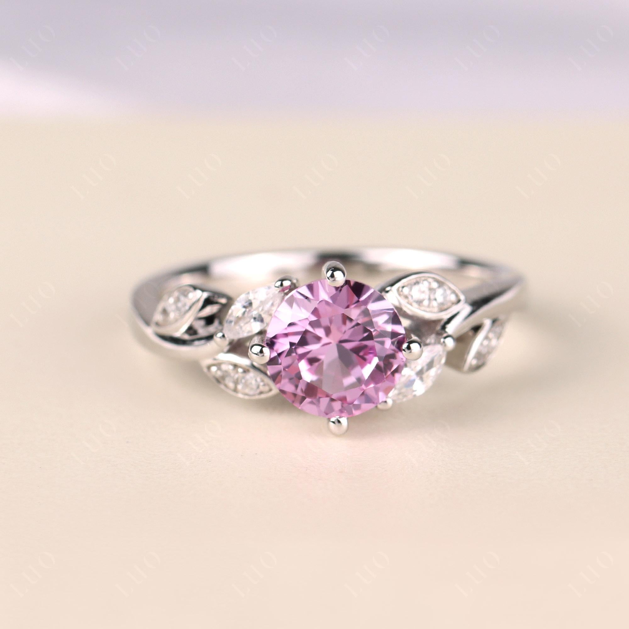 Vine Leaf Pink Sapphire Engagement Ring - LUO Jewelry