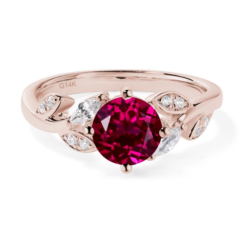 Vine Leaf Ruby Engagement Ring - LUO Jewelry #metal_14k rose gold